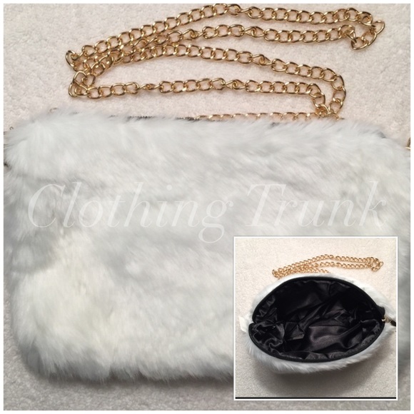 White Faux Fur Crossbody Bag - Picture 4 of 8